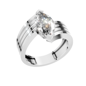 แหวนแต่งงานและหมั้นผู้ชายทองคำแท้ 14K ประดับเพชรโมอิสซาไนต์ทรงมาร์ควิส รับรองโดย IGI ดีไซน์หรูหรา สำหรับขายส่ง - Product Image 1