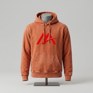 Sweat à capuche polaire pour homme, couleur terre cuite, avec logo, style streetwear, poche kangourou, vente en gros, vêtements OEM ODM, grammage lourd - Product Image 1