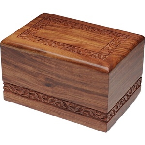 Urna Rectangular de Madera de Palisandro Hecha a Mano, Ecológica, de Alta Gama y Estilo Vintage, para Cenizas Humanas Adultas, con Borde Tallado - Product Image 1