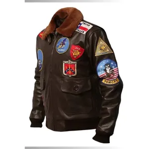 <b>Men's</b> Top Gun Bomber Maverick <b>Leather</b> <b>Jacket</b> - Product Image 3