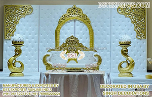 Panneau de fond en cuir capitonné moderne et élégant DST Exports, décoration de scène chic sur le thème indien et de l'amour pour mariages en Suisse - Product Image 3