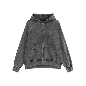 <b>Top</b> Quality Custom <b>Distress</b> Acid Wash Vintage Tracksuits 100% Cotton Hoodies Flare Pants Breathable Streetwear Tracksuits Men's - Product Image 6