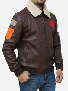 High Street Style Men'<b>s</b> Cow Skin Leather <b>Jacket</b> with Stand Collar Breathable Comfortable and Durable for Everyday Winter Fashion - Product Image 5