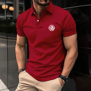 El mejor verano Casual que absorbe la humedad Golf Ropa de hombre Venta de hombres Polo de manga corta Botón de solapa Camisa de color sólido para hombres - Product Image 3