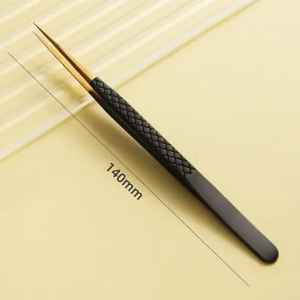 Black Gold Tip Stainless Steel 90 Degree Eyelash Extension <b>Tools</b> Custom Logo Fiber Tip Anti-Magnetic <b>Smooth</b> Tip Lash Tweezers - Product Image 4