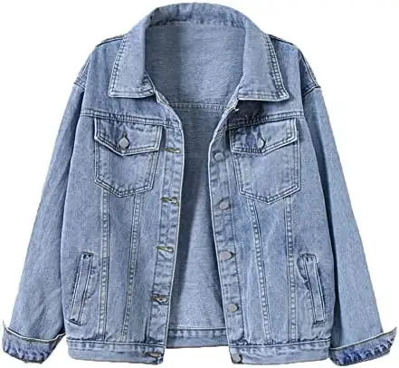 Jaket jeans wanita baru 2023, atasan Denim jaket kerja longgar bergaya Port Musim Semi dan Gugur