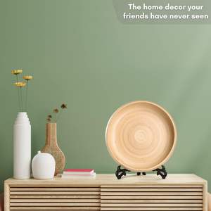 Bol à fruits en bambou pour comptoir de cuisine, grand et rond de 12 pouces, bol à fruits en bois laqué artisanal ou bol à bonbons, fabriqué à la main - Product Image 5