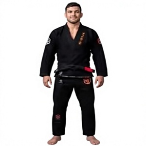 Kimono de BJJ Negro Unisex, Poliéster/Algodón, Transpirable, Resistente, 450g, Corte Regular, Uniforme de Artes Marciales para Adultos, Logotipo Frontal - Product Image 1