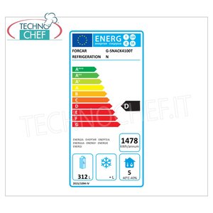 Équipement de réfrigération pour cuisine commerciale Forcar G-SNACK4100TN, 4 portes, 449 L Temp. Modèle ventilé de classe C -2/+8C - Product Image 1