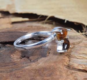 Anillo de Plata de Ley Ajustable con Turmalina Amarilla en Corte Pera, Chapado en Rodio, Hecho a Mano, de Lujo, Talla 8 de EE. UU. - Product Image 2