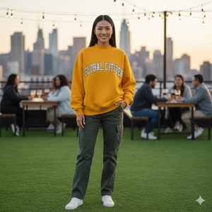 Sweatshirts décontractés pour femmes en gros, col montant oversize, pull Alpha Delta Pi à manches longues, logo frontal pour l'hiver - Product Image 3