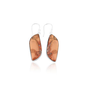 Boucles d'oreilles pendantes classiques en jaspe Malinga, plaquées argent, en laiton, style tendance, pour femmes chrétiennes, pour les fêtes et les mariages - Product Image 1