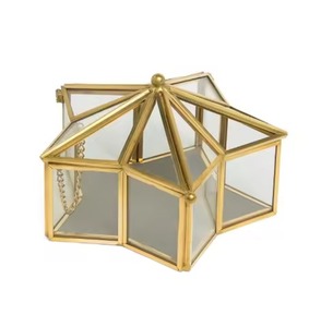 Boîte à bijoux en métal durable avec cadre en verre transparent doré, boîte à bagues, boîte à bijoux, utilisation polyvalente - Product Image 6