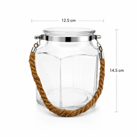 Vase en verre transparent à facettes avec poignée en corde et bordure métallique, porte-fleurs pour mariage, décoration de table à domicile, vente en gros, export