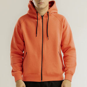 Sweat à capuche en molleton 100% coton pour homme Motif uni Col à capuche avec fermeture éclair Basiques pour l'hiver - Product Image 1