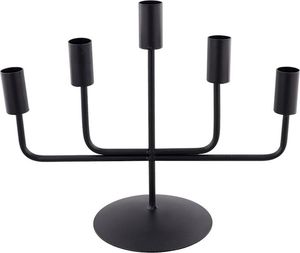 Juego de 3 candelabros de hierro fundido con acabado revestido negro perfecto para la decoración interior del hogar - Product Image 4