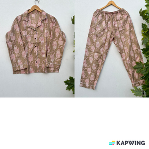 Conjunto de pijama hecho a mano con estampado de tigre para mujer, ropa de dormir de algodón puro con cuello en V, suave y cómodo nupcial vestido de noche, talla XXL para verano - Product Image 1