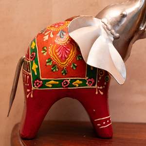 Bohemian <b>Elephant</b> Pair with Bells on Tusks for Diwali <b>Decor</b> - Product Image 3