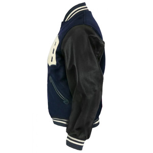 Letterman College Jacket Full Bordado Tigers Vintage Lana Cuerpo Mangas de cuero Béisbol Bomber Varsity Jacket - Product Image 4