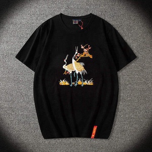 Vente en gros de t-shirts pour hommes imprimés à la mode à manches courtes brodés personnalisés à épaules tombantes coupe surdimensionnée - Product Image 6