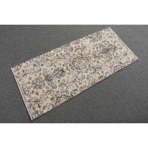 พรมตุรกีโบราณขนาดเล็ก 1.8x4.1 ฟุต สีเทาดำลายดอกไม้ - Product Image 4