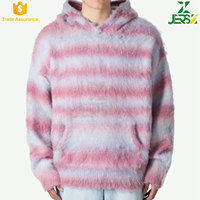 Pull en mohair à col rond pour homme, à manches longues, avec logo personnalisé, tricoté à la machine, à rayures, à capuche, décontracté, hiver, couleur et taille personnalisées