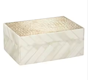 Boîte de rangement en incrustation d'os Boîte à bijoux sûre Boîte à bijoux multicolore en incrustation d'os fabriquée à la main avec un design moderne - Product Image 5