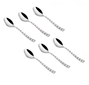 Ustensiles de cuisine manche en métal ensemble de six cuillères couverts en métal en acier ensembles de couverts Table à manger cuillère à café fourchette - Product Image 1