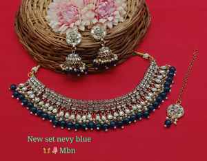 Conjunto de joyas chapadas en oro Kundan tradicional indio y conjunto de collar de cobre para mujeres y niñas accesorios indios joyería Mujer - Product Image 4