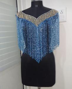 Elegante capa burlesca con hebras de cuentas, capa de lentejuelas para traje de Club festivo, se sujeta en el cuello, hermosa ropa de Festival - Product Image 3