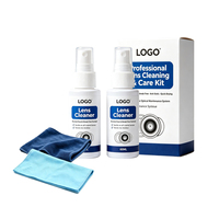 Kit de nettoyage de lentilles de lunettes sous marque privée, double pack, spray nettoyant anti-taches avec chiffon en microfibre, boîte personnalisée