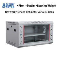 Kabinet Dinding 9U 600*450mm 19 Inch Rak Server Pusat Data Pintu Kaca Tempered Perlindungan IP20 Beban Statis 1000kg SYNSTRO