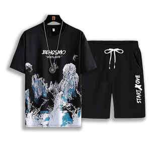 Camiseta informal transpirable para correr, Conjunto personalizado disponible, traje colorido para hombre, conjunto de 2 uds, Conjunto de camiseta y pantalones cortos - Product Image 6