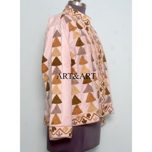 Chaqueta de Alta Calidad para Mujer, Estilo Boho Chic, Ecológica, de Secado Rápido, de Lujo, de Terciopelo, con Bordado Floral Suzani, Acolchada de Algodón Regular - Product Image 4