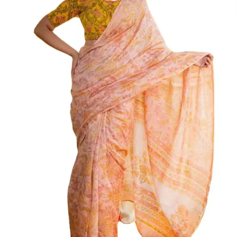 Nueva tela Fancy Saree Launch Pure Mulmul algodón seda para mujer disponible a precio mayorista