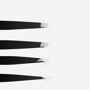 Pinzas de cejas inclinadas de acero inoxidable de alta calidad Pinzas reutilizables puntiagudas de Punta ultrafina personalizables - Product Image 1