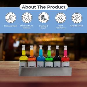 Fournisseur en gros Support rapide sur rail en acier inoxydable à un étage pour bouteilles de liqueur, vin et bière Bar Cuisine 6 bouteilles - Product Image 2