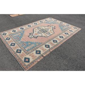 6.6 X 10.1ft Kilim Laine Tapis Turc Tissage Plat Salon Tapis Puzzle Motif avec Bleu Rose Latex Soutenu pour Couloir Utilisation - Product Image 3