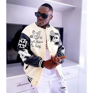 Veste Letterman Varsity personnalisée vintage pour hommes avec broderie en chenille à manches en laine de haute qualité de grande taille pour l'hiver - Product Image 2