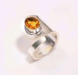 Bague ovale en citrine faite à la main, bijoux en argent sterling 925, cadeau de naissance de novembre pour femmes, élégante - Product Image 3