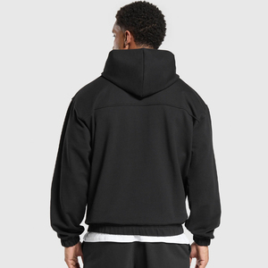 Haute qualité 500gsm pull lourd sweats à capuche français éponge à capuche goutte épaule sans cordes lourd surdimensionné hommes thermique - Product Image 6