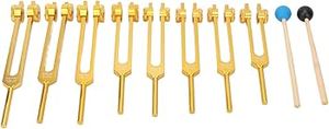Juego de 9 Diapasones de Solfegeo y 9 Diapasones de Chakra con Peso Dorado, Afinados a .25Hz, para Sanación con Sonido - Product Image 3