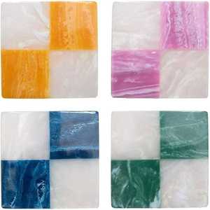 Posavasos de resina artísticos con colores en capas brillantes, alfombrillas epoxi hechas a mano, ideales para uso decorativo en mesa de centro moderna para el hogar - Product Image 3