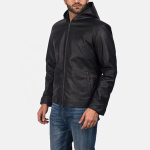 Nouveau style de veste en cuir à capuche pour homme veste en cuir de mouton personnalisée pour homme veste en cuir matelassé - Product Image 2