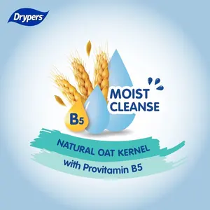 Lingettes humides pour bébé Drypers, 2x80 lingettes, à base de plantes naturelles, extrait de noyau d'avoine avec provitamine B5, coton, pour nouveau-nés - Product Image 2