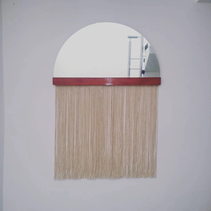 Espejo de Pared de Media Luna con Marco de Macramé, Estilo Boho Moderno y Lujoso, para Sala de Estar - Product Image 1