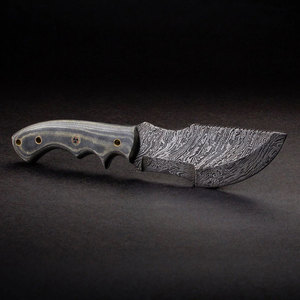 Cuchillo de caza de acero damasco con hoja fija Ironside al por mayor, cuchillo de caza hecho a mano con patrón de gota de lluvia, mango de Micarta, Funda de cuero - Product Image 2