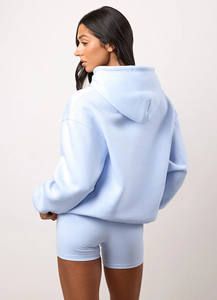 Dernier modèle de survêtement décontracté 365 pour femmes, sweat à capuche et jogger bleu hortensia avec poche, ensemble 2 pièces pour gym et vêtements de sport décontractés - Product Image 4