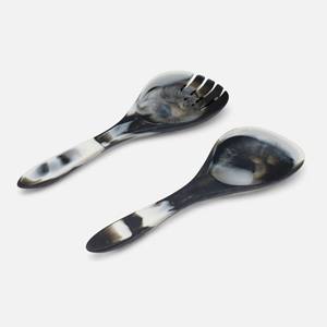 Small White Salad Server <b>Set</b> Natural Wooden with 2 Turners Sustainable Handmade <b>Utensils</b> Freezer Safe - Product Image 4