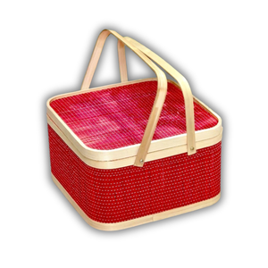 Panier-cadeau en bambou le plus vendu avec couvercle et 2 poignées, couleur personnalisée disponible, artisanat en osier pour l'emballage, artisanat vietnamien - Product Image 1